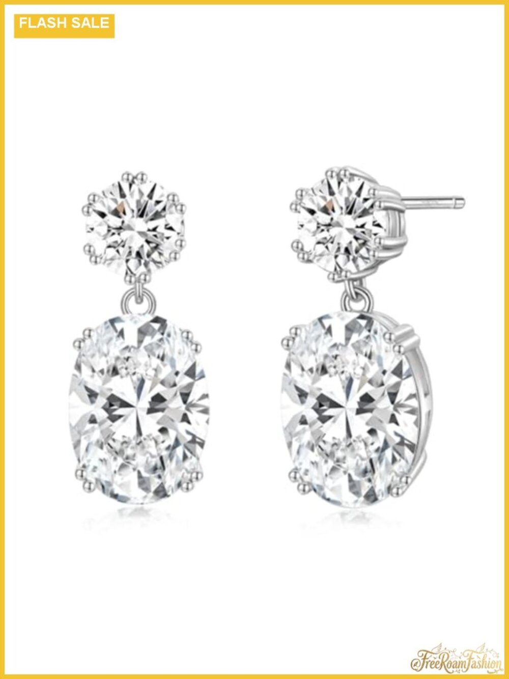Cubic Zirconia Oval Drop Dangle Wedding Earrings 925 Sterling Silver Post